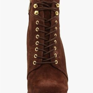 Michael Kors Brown Suede Lace-Up Ankle Boots